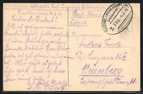 AK Bahnpoststempel, Cassel-Frankfurt (M.), Zug 776