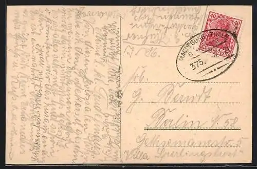 AK Bahnpoststempel Magdeburg-Thale, Zug 375.