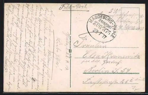 AK Bahnpoststempel Magdeburg-Thale, Zug 375