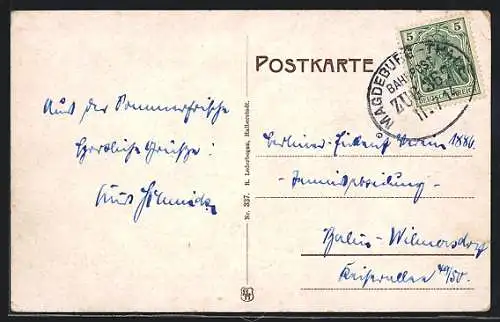 AK Bahnpoststempel Magdeburg-Thale, Zug 357