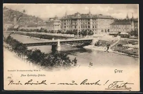 AK Graz, Ortsansicht mit Neuer Radetzky-Brücke
