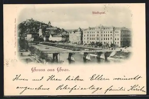 AK Graz, Ortsansicht mit Stadtquai