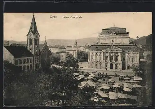 AK Graz, Der Kaiser Josefplatz aus der Vogelschau