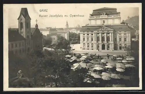 AK Graz, Kaiser Josefplatz mit Opernhaus