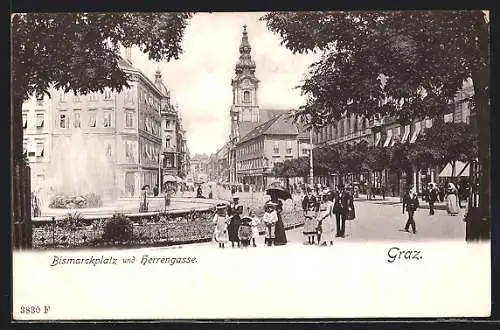 AK Graz, Bismarcklatz & Herrengasse