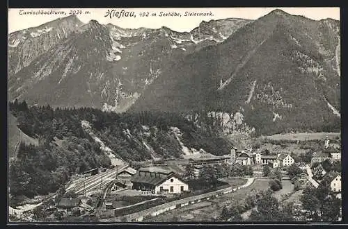 AK Hieflau, Panorama mit Tamischbachturm