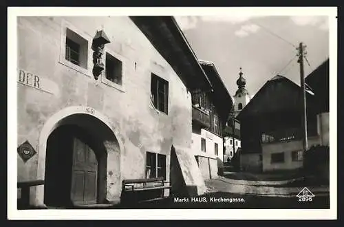 AK Haus im Ennstal, Partie in der Kirchengasse, Blick zur Kirche