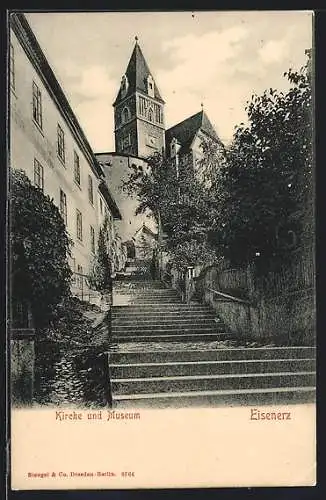 AK Eisenerz, Blick hinauf zu Kirche u. Museum