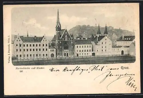 AK Graz, Blick auf Marienkirche u. Kloster