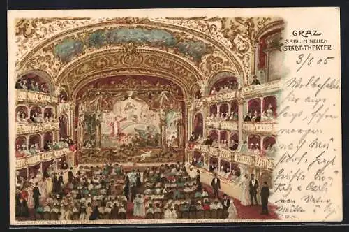 AK Graz, Innenansicht Saal im Neuen Stadt-Theater