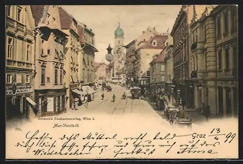 AK Graz, Einkaufsstrasse in der Mur-Vorstadt