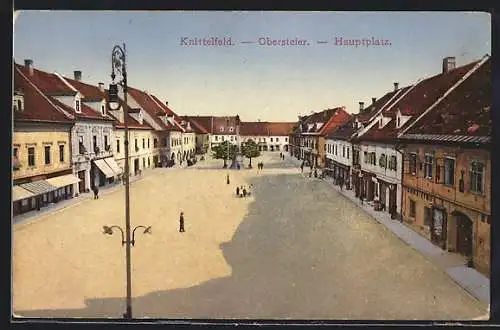 AK Knittelfeld /Obersteier, Blick auf den Hauptplatz mit Geschäften