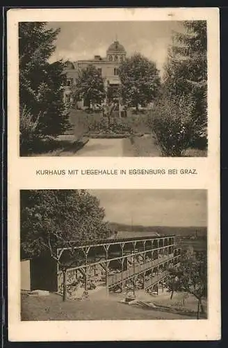 AK Eggenburg b. Graz, Ansichten v. Kurhaus mit Liegehalle