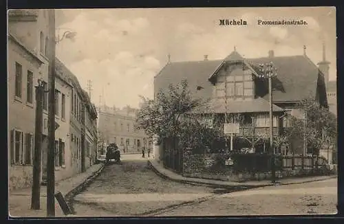 AK Mücheln / Geiseltal, Ortsansicht mit Promenadenstrasse