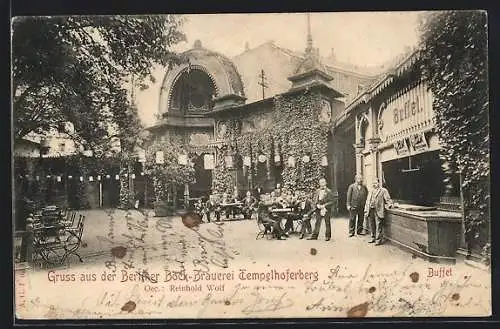 AK Berlin-Kreuzberg, Berliner Bock-Brauerei Tempelhoferberg, Buffet