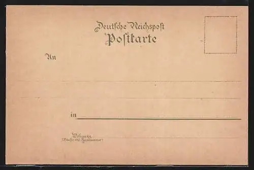 Lithographie Bremen, Rathaus, Freihafen und Bahnhof