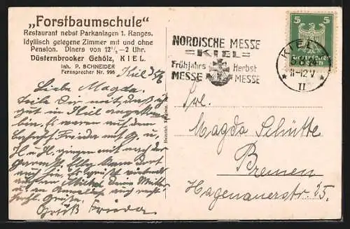 AK Kiel, Restaurant Forstbaumschule