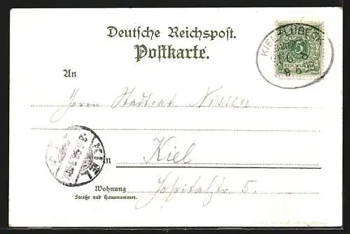 Lithographie Plön, Schlosgarten, Blick vom Stern, Ortsansicht