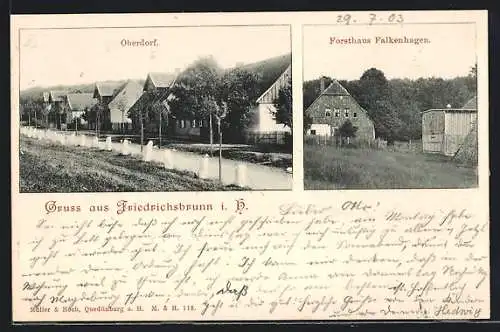 AK Friedrichsbrunn i. H., Obersdorf, Forsthaus Falkenhagen