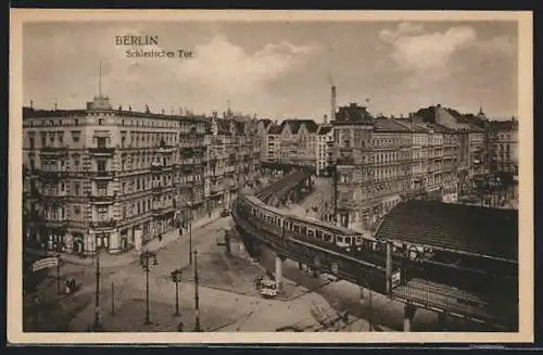 AK Berlin-Kreuzberg, Bahn an der Station Schlesisches Tor