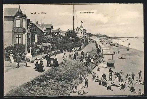 AK Wyk / Föhr, Strand mit Badegästen
