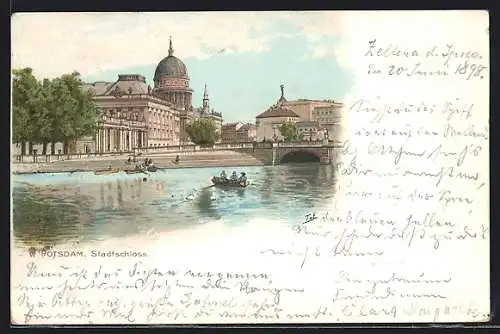 Lithographie Potsdam, Blick zum Stadtschloss