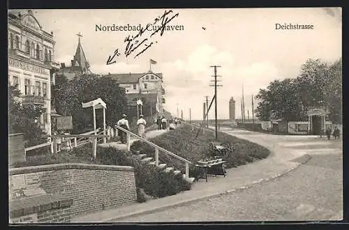 AK Cuxhaven, Nordseebad, Deichstrasse mit Nordsee-Hotel