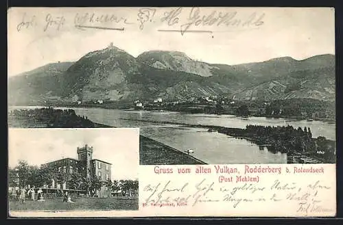 AK Mehlem-Rolandseck, Burg mit Gasthaus, Alter Vulkan Rodderberg