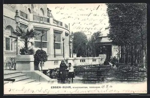 AK Essen-Ruhr, Cafe im Stadtgarten, Terrasse