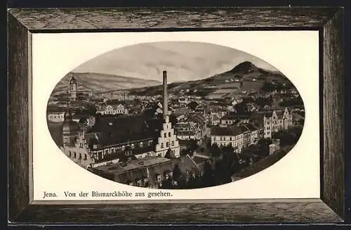 Präge-AK Jena, Teilansicht von der Bismarckhöhe gesehen, Passepartout