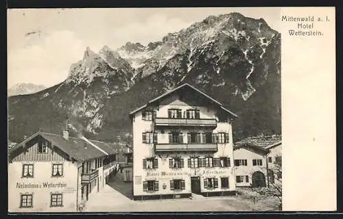 AK Mittenwald, Hotel Wetterstein mit Nebenhaus