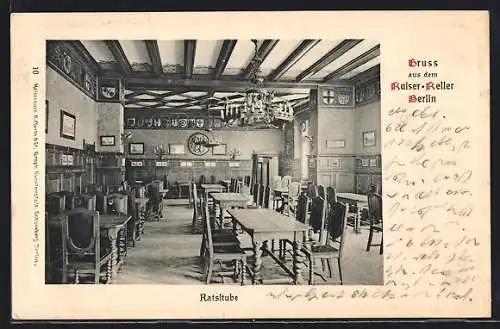 AK Berlin, Gasthaus Kaiser-Keller, Ratsstube, Innenansicht