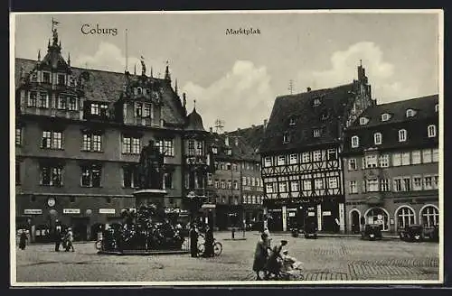 AK Coburg, Ansicht vom Marktplatz