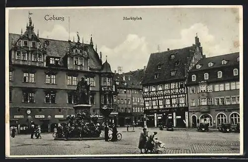 AK Coburg, Ansicht vom Marktplatz