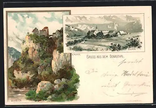 Künstler-AK K. Mutter: Beuron, Gesamtansicht und Wildenstein