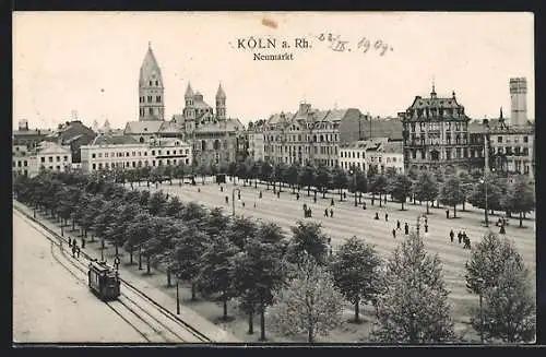 AK Köln, Strassenbahn am Neumarkt