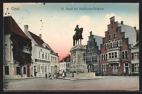 AK Cleve, Kl. Markt mit Kurfürsten-Denkmal