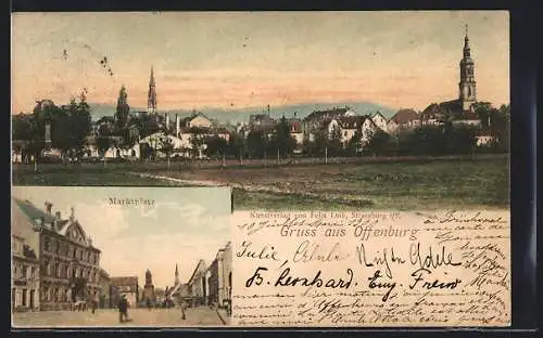 AK Offenburg, Totalansicht, Partie am Marktplatz