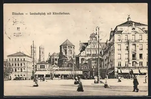 AK München, Lenbachplatz mit Künstlerhaus und Synagoge