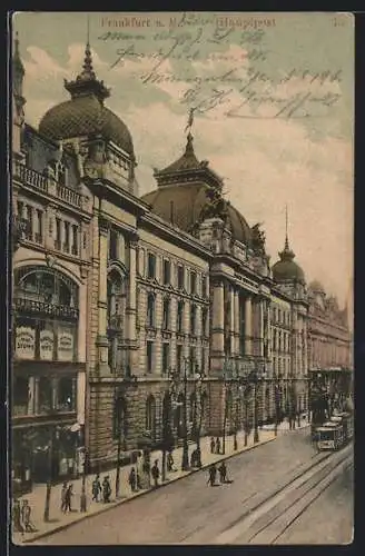 AK Frankfurt / Main, Strassenbahn an der Hauptpost