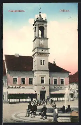 AK Königsbrück, Rathaus mit Gasthof Ratskeller