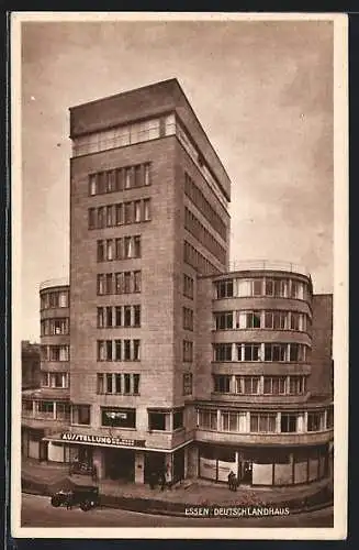 AK Essen, Deutschlandhaus mit Ausstellung Die Neue Wohnung