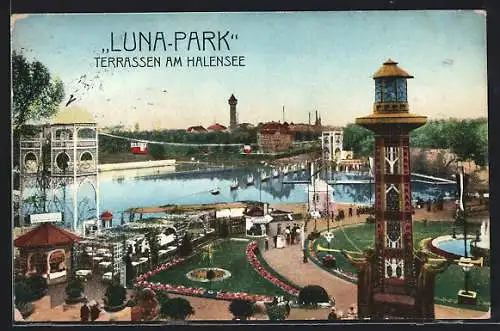 AK Berlin-Halensee, Volksfelst im Luna-Park, Terrassen am Halensee