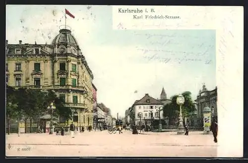 AK Karlsruhe i. B., Ansicht der Karl Friedrich-Strasse