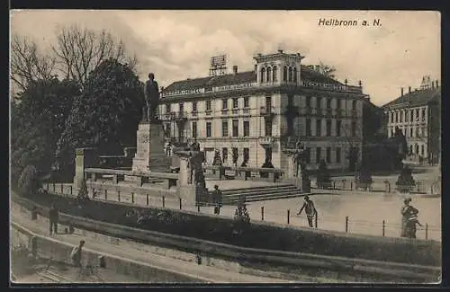 AK Heilbronn a. N., Neckar-Hotel mit Denkmal