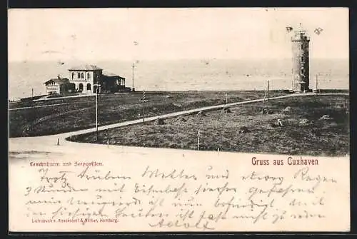 AK Cuxhaven, Leuchtturm und Seepavillon