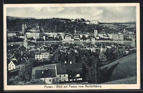 AK Passau, Blick auf den Ort vom Mariahilfsberg