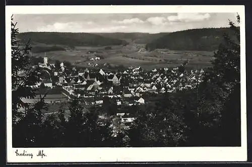 AK Greding /Mfr., Teilansicht mit Kirche