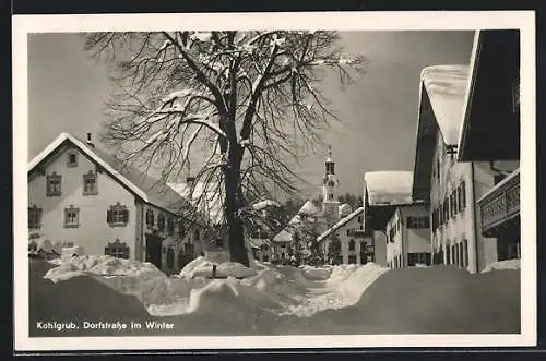 AK Kohlgrub, Dorfstrasse im Winter