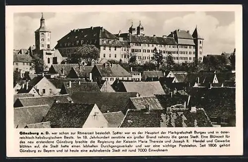 AK Günzburg, Gesamtansicht mit Schloss